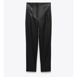 ZARA HIGH-RISE FAUX LEATHER TROUSERS BLACK M